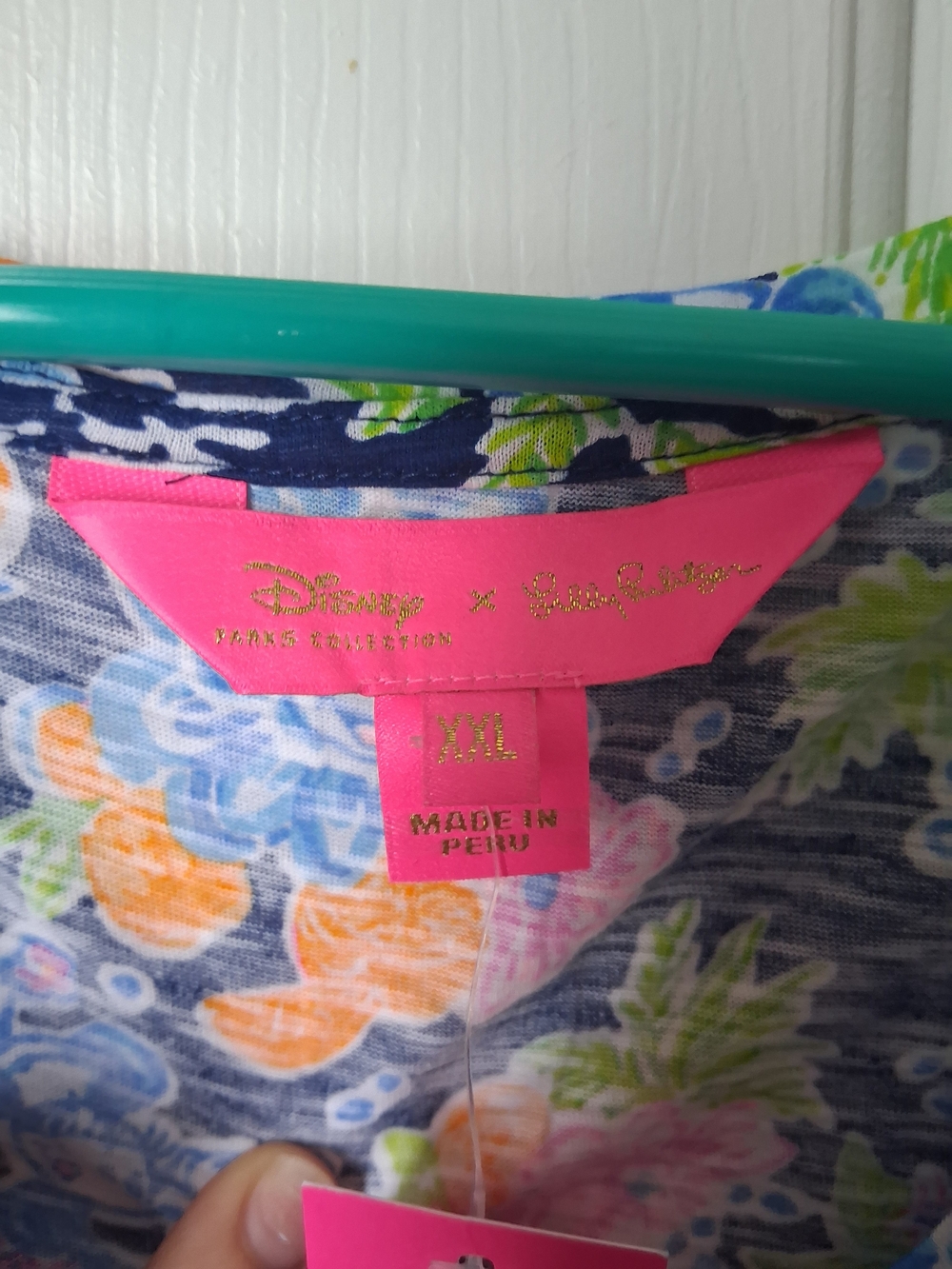 Lilly Pulitzer Navy Floral V‑Neck Top with Pink, Blue, Green & Orange Accents - Picture 4 of 4